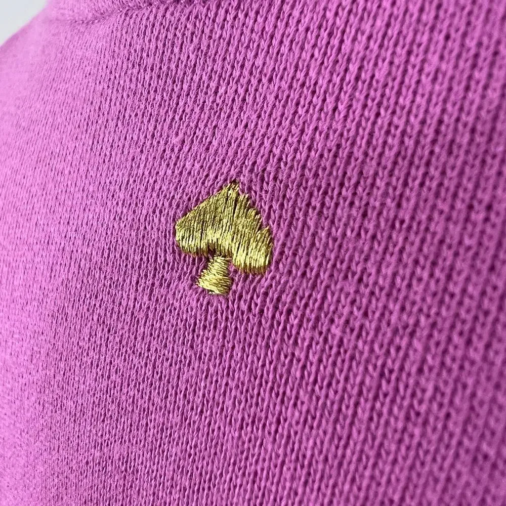 KATE SPADE Pink Pansy Long Sleeve Cotton Ruffle Pullover Sweater Top Sz S Small